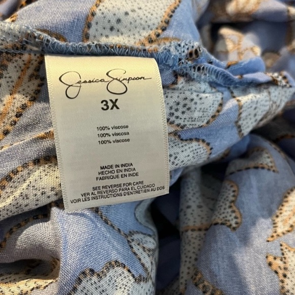 Jessica Simpson Blakely Blue Floral Kimono Duster 2X 3X Plus Boho Lightweight - Picture 7 of 8